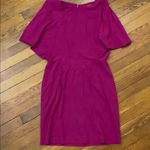 Vintage fuchsia backless shift dress w/waist tie